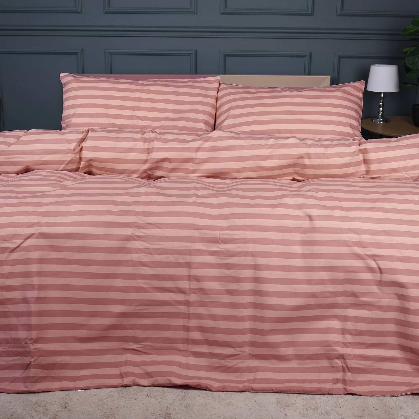 Комплект постільної білизни MirSon 2 x 143x210 см 17-0773 Nude stripes RanforceElite (2200011152820)